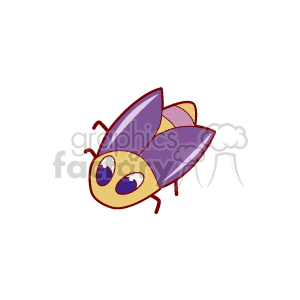 A colorful clipart image of a cartoon bee with purple wings and a yellow body, with stripes