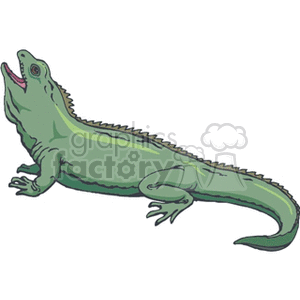 The clipart image depicts a single green lizard. The lizard appears to be illustrated in a simplistic style, suitable for educational materials or children's books.