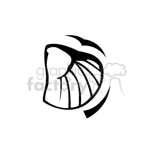 A black and white clipart image of a sea shell.