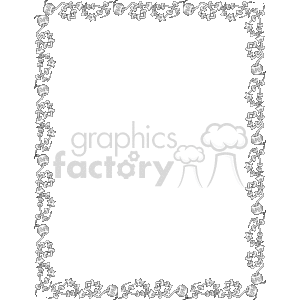 The image shows a decorative border that consists of intricate, abstract designs with a certain flow and symmetry. The pattern is complex, with swirling and interlocking elements that give it an ornamental feel. The design is black on a transparent background and frames the edges of the image to create a rectangular border. It appears to be a type of clipart typically used for embellishing documents, certificates, or to frame text and pictures in a visually appealing way.