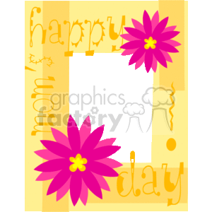 Happy moms day border with pink flowers