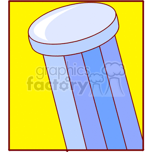 A stylized clipart image of a blue pillar with a slightly rounded top against a yellow background.