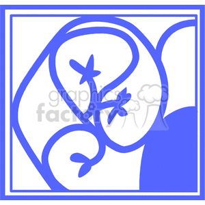 Abstract Blue Floral Tile