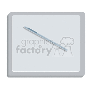 A clipart image of a stylus pen placed on a tablet screen.