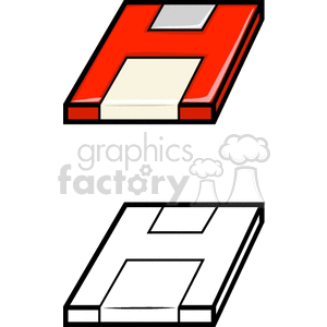 Red Floppy Disk with Outline Version