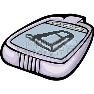 Clipart of a retro handheld device displaying a pixelated diamond icon on its screen.