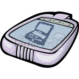 Clipart image of a retro handheld device with a digital screen displaying an icon.