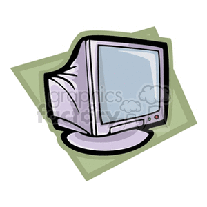 Clipart image of a retro computer monitor with a green background.