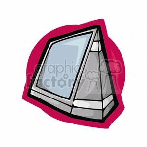 A clipart image of a retro CRT monitor with a red background.