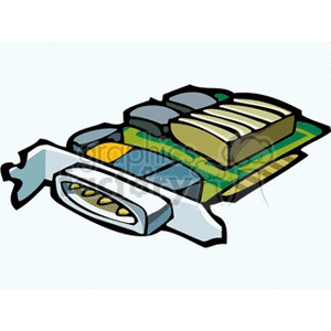 A colorful clipart image of a computer hardware component, specifically a circuit card with a connector.