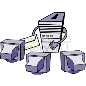 Cartoon Server Sending Email to Multiple Computers