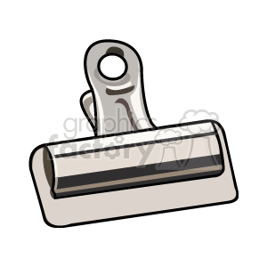 A cartoon illustration of a metal binder or paper clip.