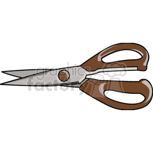 Clipart image of a pair of brown-handled scissors.