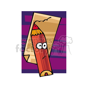 Cartoon Red Pencil with Crumpled Paper