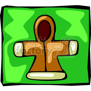 A stylized clipart illustration of a brown hooded jacket or coat against a green background.