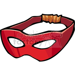 A clipart image of a red superhero or masquerade mask with eye cutouts and an elastic strap.