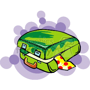 Green Suitcase with Clothing