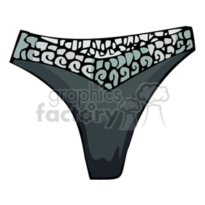 Clipart image of black underwear with a patterned waistband.