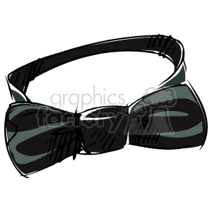 A clipart image of a black and green bow tie.