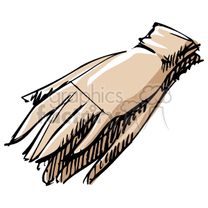 Clipart image of a beige ladies' glove, depicted in a sketch style with black outlines.