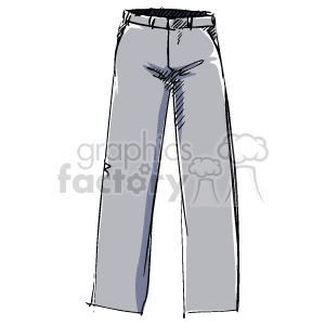 A clipart image of a pair of gray pants, illustrated with sketch-like lines and shading.