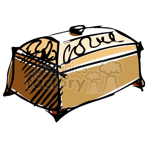 Clipart image of a decorative jewelry box with a latch on top.
