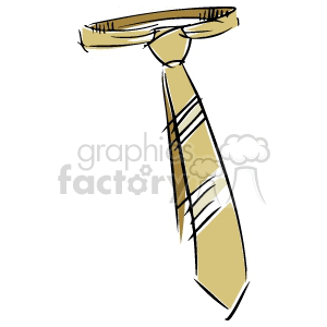 A clipart image of a yellow necktie with black outlines and diagonal white stripes.
