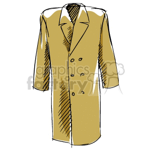 Clipart image of a brown double-breasted trench coat.