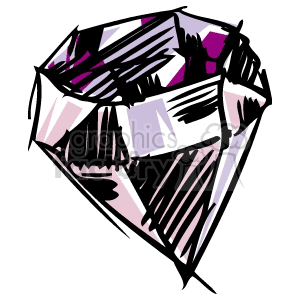 A stylized clipart image of an abstract diamond with a purple and black color scheme, featuring sketch-like accents.