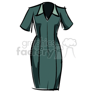 A clipart image of a teal short-sleeve dress with a collar, displaying simple and elegant design.