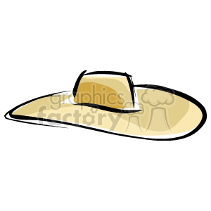 A clipart image of a tan cowboy hat with a wide brim.