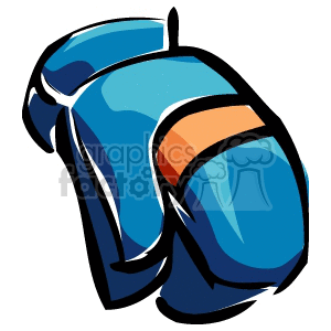 A vibrant and stylized clipart image of a blue boxing glove with an orange strap.