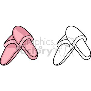 Pink Slippers - Colored and Outline Versions