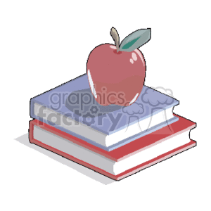 Cartoon textbooks with apple