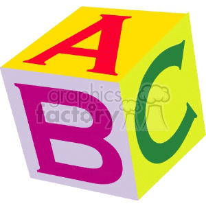 A colorful 3D cube with the letters A, B, and C on its sides.