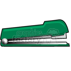 A green stapler clipart image, often used in educational and office settings.