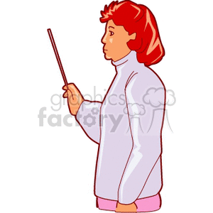 Cartoon professional teacher with a pointer