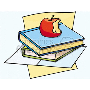 School Supplies : Books and Apple