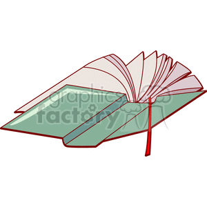 Clipart of an open book with a bookmark.