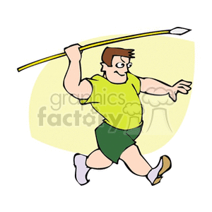 Clipart of a man throwing a javelin in an athletic pose.