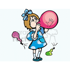 Cartoon Girl Blowing Balloon