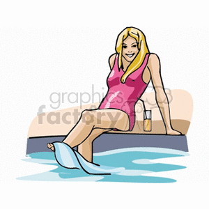 Girl Relaxing by the Swimming Pool