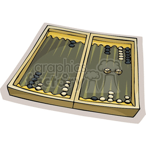 Backgammon Board with Pieces and Dice