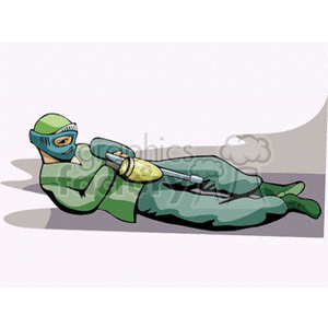 Paintball Player Lying Down with Gun