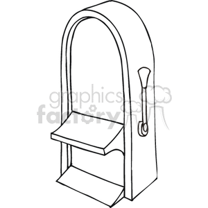 A line drawing of a slot machine with a lever, often found in casinos.