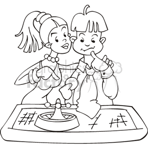 Black And White Girl And Boy Playing A Game Clipart Graphics Factory