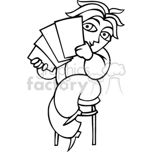 Cartoon character holding playing cards, representing a playful gambling or casino theme.