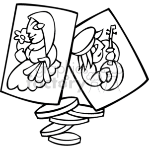 Clipart image featuring playing cards with artistic designs and poker chips.