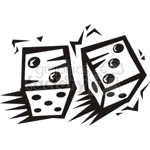 Black and white clipart of two dice, often associated with gambling and casinos.