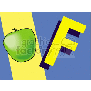 The letter F with green apple